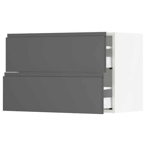 Ikea SEKTION grey kitchen cabinets, modern dark grey with sleek design, smooth drawer fronts.