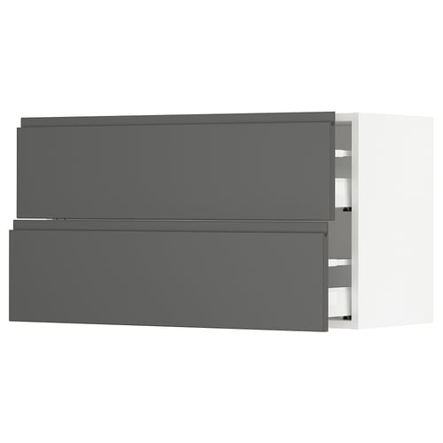 SEKTION kitchen in dark grey with modern drawer fronts and sleek handles.