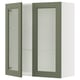 SEKTION Wall cabinet with 2 glass doors, white/Axstad grey-green, 91x37x102 cm