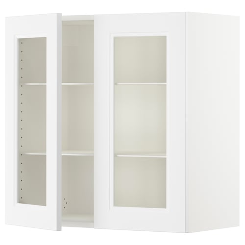 White ikea SEKTION wall cabinet with glass doors, modern design.