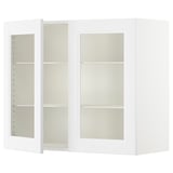 SEKTION Wall cabinet with 2 glass doors, white/Axstad matt white, 91x37x76 cm