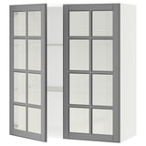 SEKTION Wall cabinet with 2 glass doors, white/Bodbyn grey, 91x37x102 cm