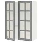SEKTION Wall cabinet with 2 glass doors, white/Bodbyn grey, 76x37x102 cm