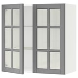 SEKTION Wall cabinet with 2 glass doors, white/Bodbyn grey, 76x37x76 cm