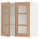SEKTION Wall cabinet with 2 glass doors, white/Vedhamn oak, 76x37x76 cm