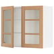 SEKTION Wall cabinet with 2 glass doors, white/Vedhamn oak, 91x37x76 cm