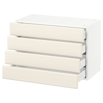 SEKTION Wall cabinet with 4 drawers, white Maximera/Bodbyn off-white, 76x37x51 cm