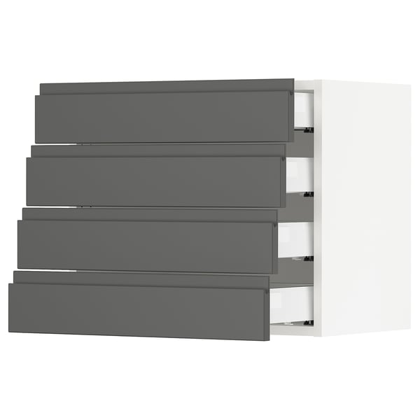 SEKTION Wall cabinet with 4 drawers, white Maximera/Voxtorp dark grey, 61x37x51 cm