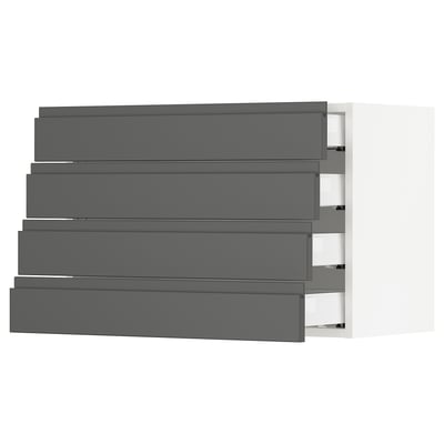 SEKTION Wall cabinet with 4 drawers, white Maximera/Voxtorp dark grey, 76x37x51 cm