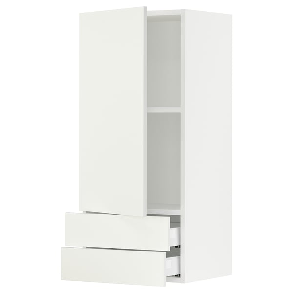 SEKTION Wall cabinet with door/2 drawers, white/Vallstena white, 46x37x102 cm