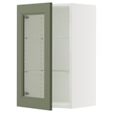 SEKTION Wall cabinet with glass door, white/Axstad grey-green, 46x37x76 cm