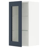 SEKTION Wall cabinet with glass door, white Axstad/matt blue, 38x37x76 cm
