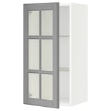 SEKTION Wall cabinet with glass door, white/Bodbyn grey, 38x37x76 cm