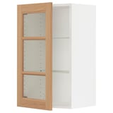 SEKTION Wall cabinet with glass door, white/Vedhamn oak, 46x37x76 cm