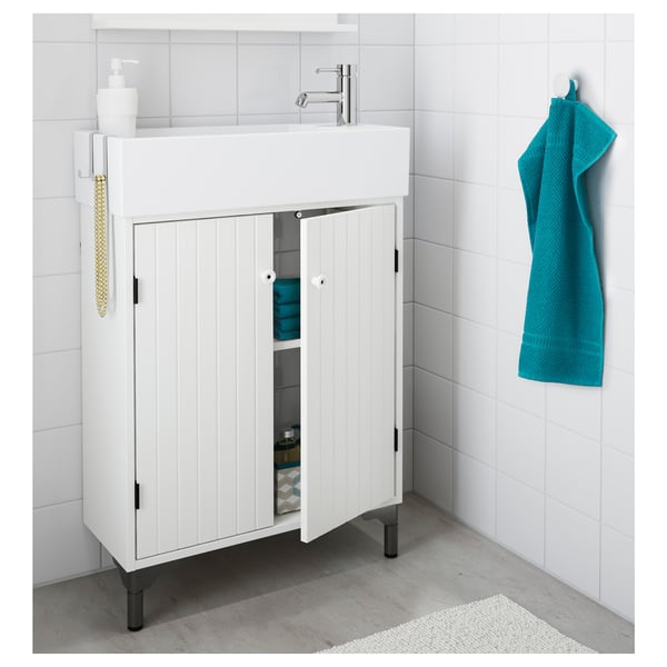 Silveran Wash Basin Cabinet With 2 Doors White 60x25x68 Cm Ikea
