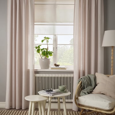 SILVERLÖNN Sheer curtains, 1 pair, pink/with heading tape, 145x250 cm