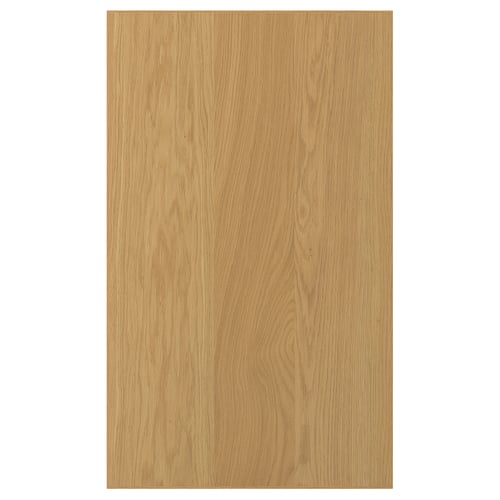 A SINARP wooden door in natural oak finish. Made from oak veneer and solid oak edges, it a rectangular shape and simple, elegant design.