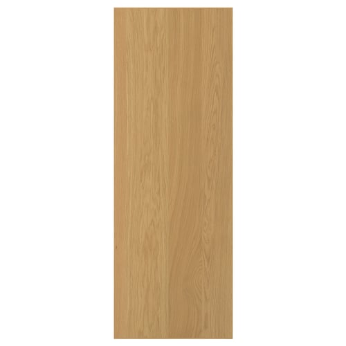 A SINARP wooden door in light brown. Its rectangular, simple, and made from oak veneer with a solid wood edge.