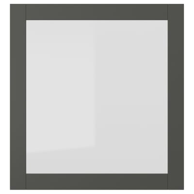 SINDVIK Glass door, dark grey/clear glass, 60x64 cm