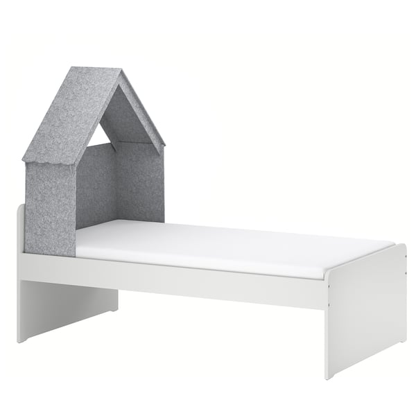 SLÄKT Bed frame, incl bed accessory/grey, Twin