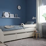 SLÄKT / NATTAPA Bed frame w guard rail+slat bd base, white, Twin