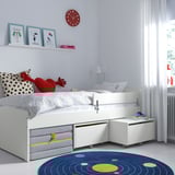 SLÄKT / NATTAPA Bed frame w guard rail+slat bd base, white, Twin