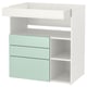 SMÅSTAD Changing table, white light green/with 3 drawers, 90x80x100 cm