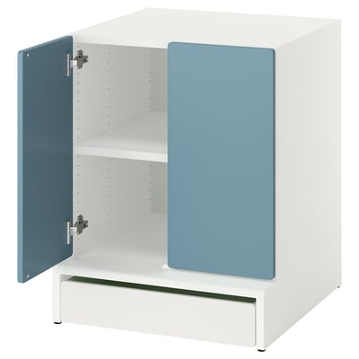 SMÅSTAD / UPPFÖRA Cabinet, white blue/with 1 shelf, 60x65x76 cm