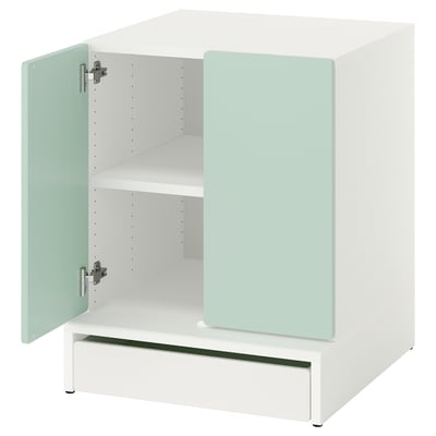 SMÅSTAD / UPPFÖRA Cabinet, white light green/with 1 shelf, 60x65x76 cm