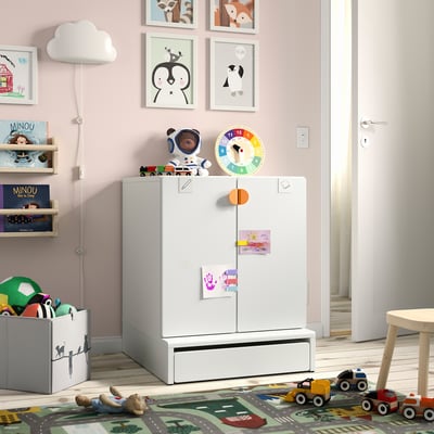 SMÅSTAD / UPPFÖRA Cabinet, white white/with 1 shelf, 60x65x76 cm