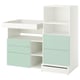 Option: SMÅSTAD / UPPFÖRA Changing table, white light green/with bookcase, 150x80x136 cm
