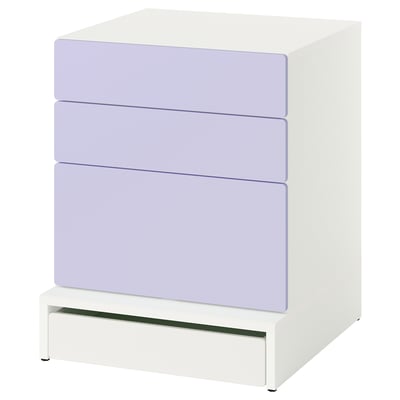 SMÅSTAD / UPPFÖRA Chest of 3 drawers, white/lilac, 60x65x76 cm