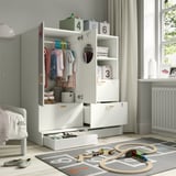 SMÅSTAD / UPPFÖRA Storage combination, white red/stripe with 3 drawers, 120x65x136 cm