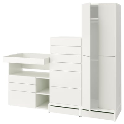 SMÅSTAD / UPPFÖRA Storage combination, white white/with changing table, 210x80x196 cm