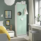 SMÅSTAD / UPPFÖRA Wardrobe, white/light green, 60x65x196 cm
