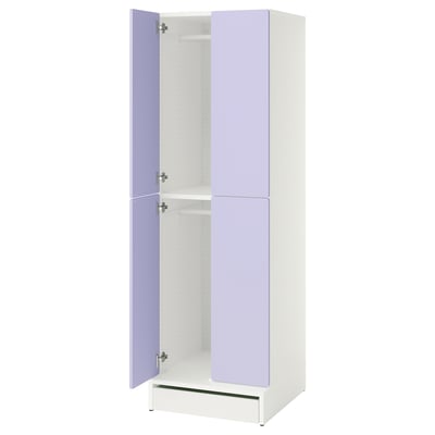 SMÅSTAD / UPPFÖRA Wardrobe, white lilac/with 2 clothes rails, 60x65x196 cm