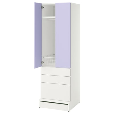 SMÅSTAD / UPPFÖRA Wardrobe, white lilac/with 3 drawers, 60x65x196 cm