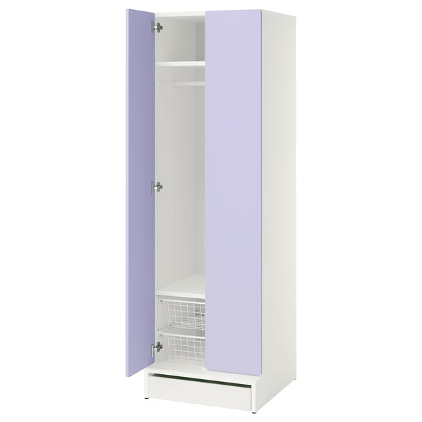 SMÅSTAD / UPPFÖRA Wardrobe, white/lilac, 60x65x196 cm