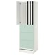 SMÅSTAD / UPPFÖRA Wardrobe, white stripe/light green with 3 drawers, 60x65x196 cm