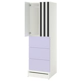 SMÅSTAD / UPPFÖRA Wardrobe, white stripe/lilac with 3 drawers, 60x65x196 cm
