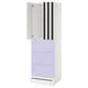 SMÅSTAD / UPPFÖRA Wardrobe, white stripe/lilac with 3 drawers, 60x65x196 cm