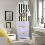 SMÅSTAD / UPPFÖRA Wardrobe, white stripe/lilac with 3 drawers, 60x65x196 cm