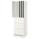 SMÅSTAD / UPPFÖRA Wardrobe, white stripe/white with 3 drawers, 60x65x196 cm