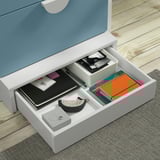 SMÅSTAD / UPPFÖRA Wardrobe, white stripe/white with 3 drawers, 60x65x196 cm
