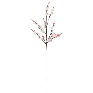 The SMYCKA artificial flower, a lifelike plastic bloom in shades of pink and white, with a flexible steel-wired stem, perfect for home decor.