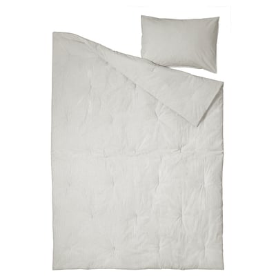 SOLFIBBLA Comforter set, grey white/stripe, Twin/Twin X-long