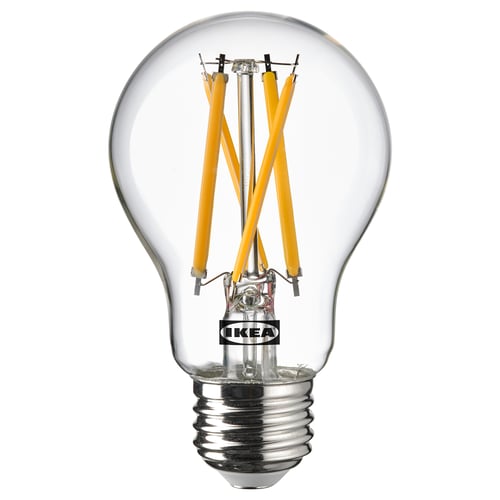 Ikea SOLHETTA led light bulb, warm-white, clear glass.