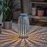 SOLVINDEN LED floor lamp, blue/stripe battery-operated, 42 cm