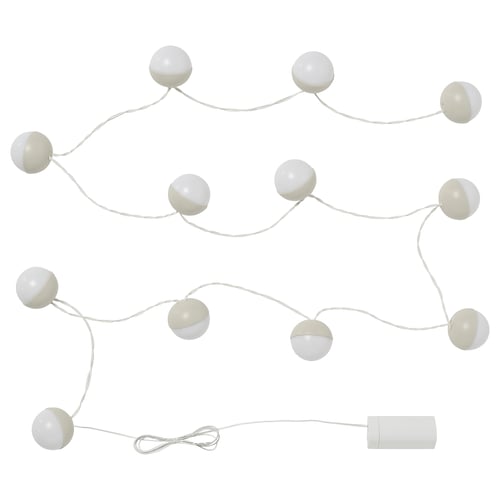 String lights with 8 rounded warm-white bulbs on a wire, connected to a white battery box.
