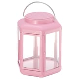 SOLVINDEN LED table lamp, lantern/battery-operated pink, 17 cm